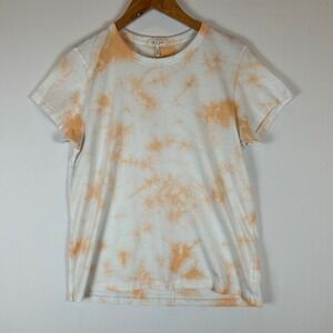 Rag & Bone Tie Dye T Shirt Orange White Cotton Crew Neck Short Sleeve Top L